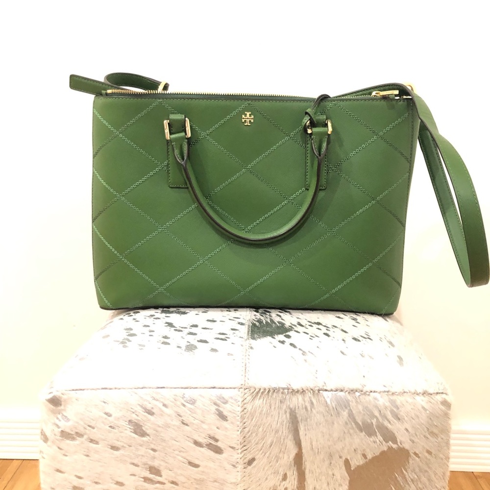 TORY BURCH Large Leather Green Tote